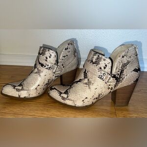 Cream Snake Print Booties